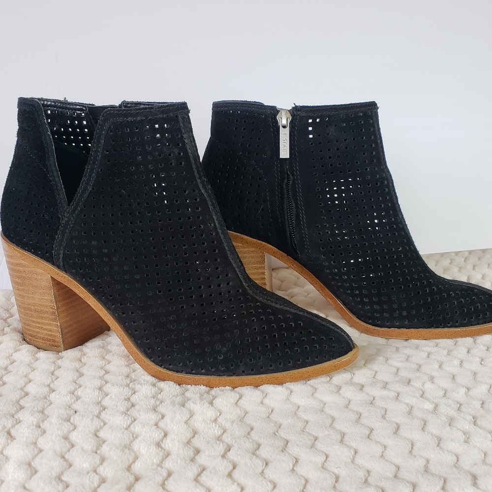 1. State Larocka Perforated Black Ankle Booties